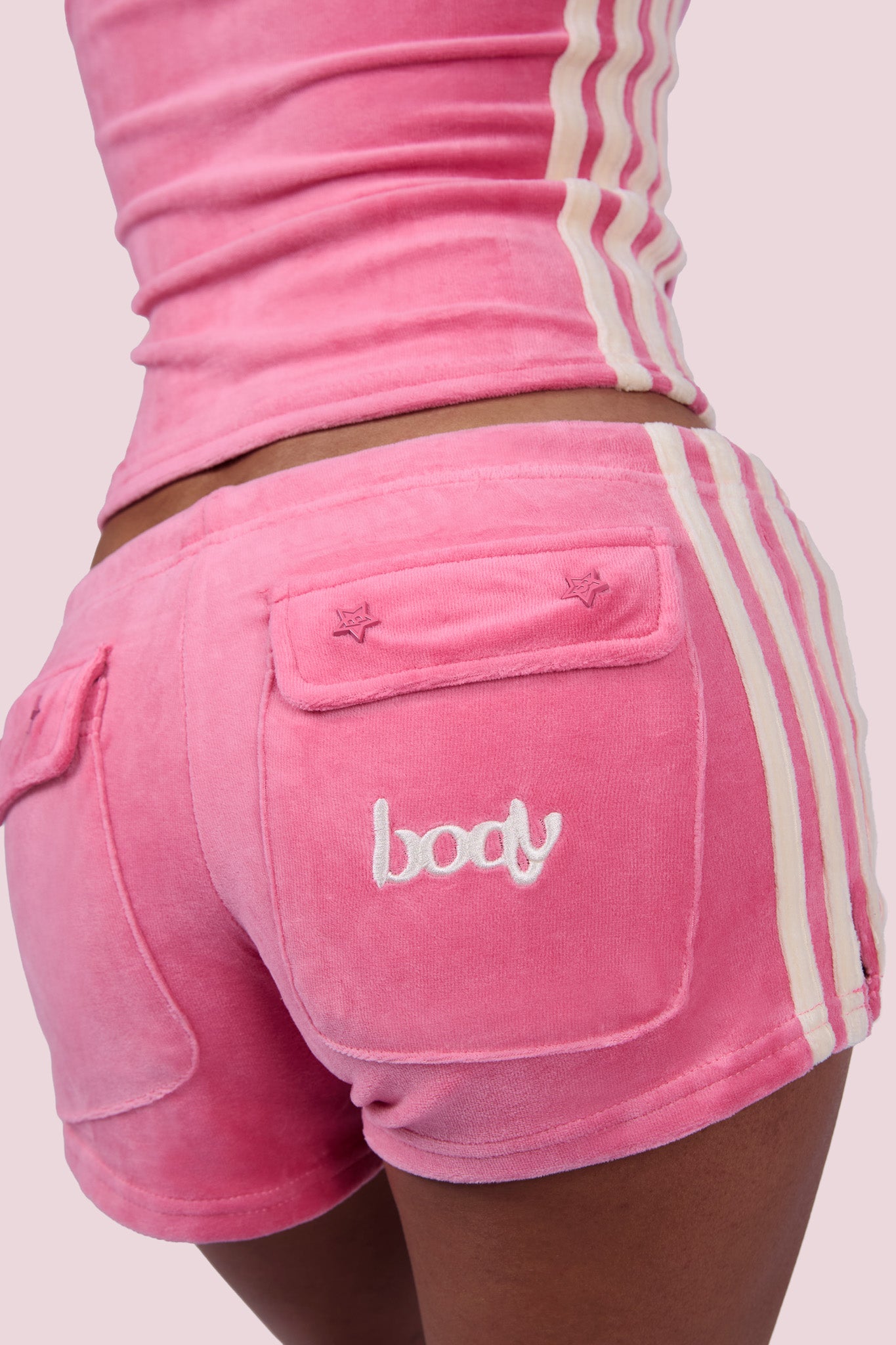 BODY VELOUR MINI SHORTS (PINK)