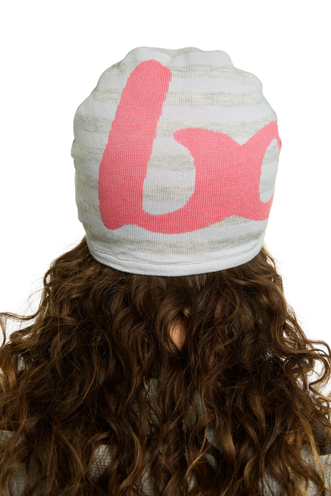 STRIPED KNIT BEANIE (HEATHER GREY/PINK)