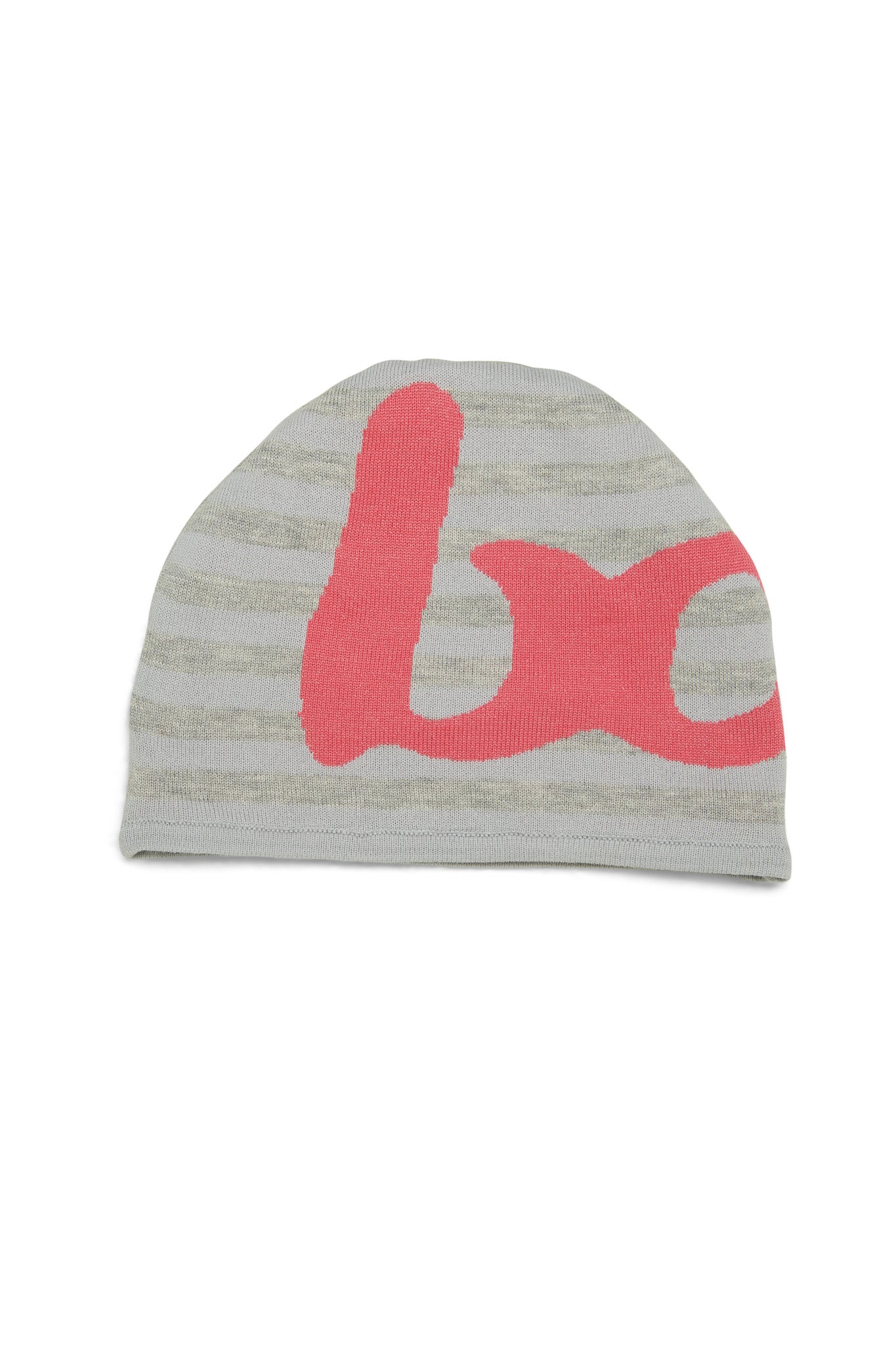 STRIPED KNIT BEANIE (HEATHER GREY/PINK)