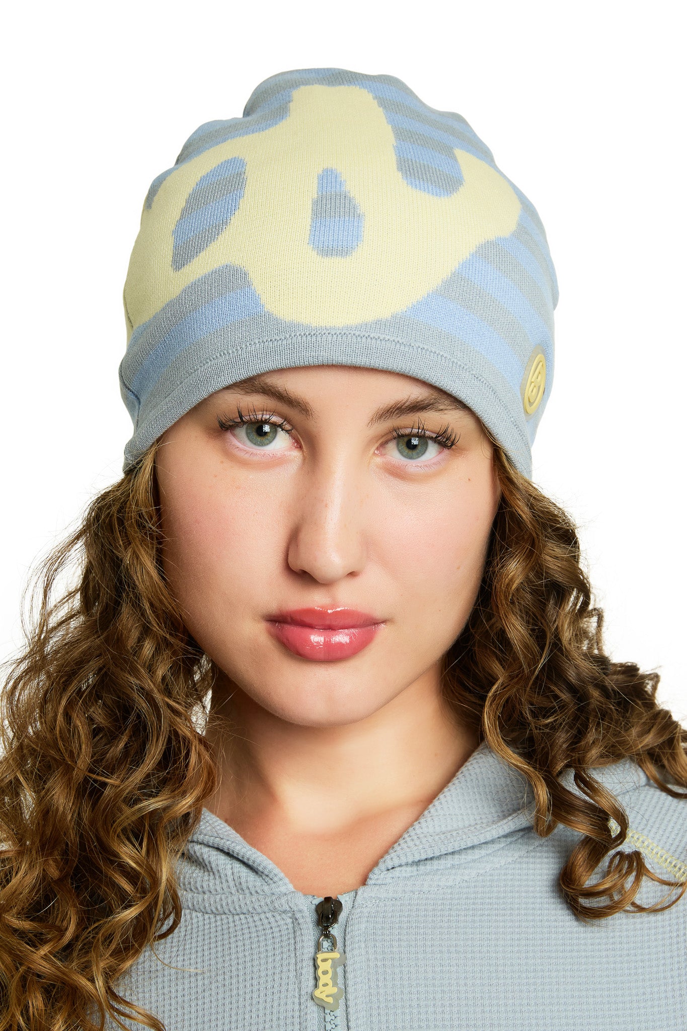 STRIPED KNIT BEANIE (BLUE/YELLOW)