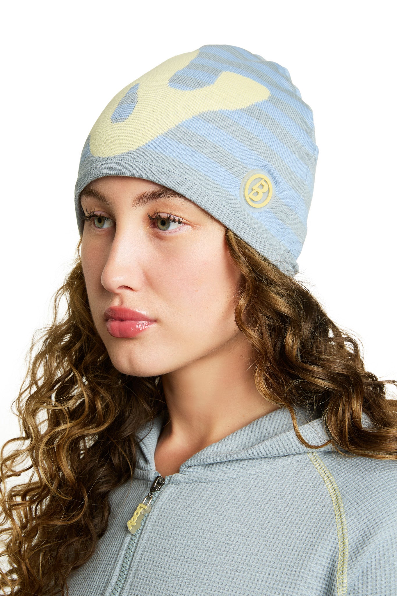 STRIPED KNIT BEANIE (BLUE/YELLOW)