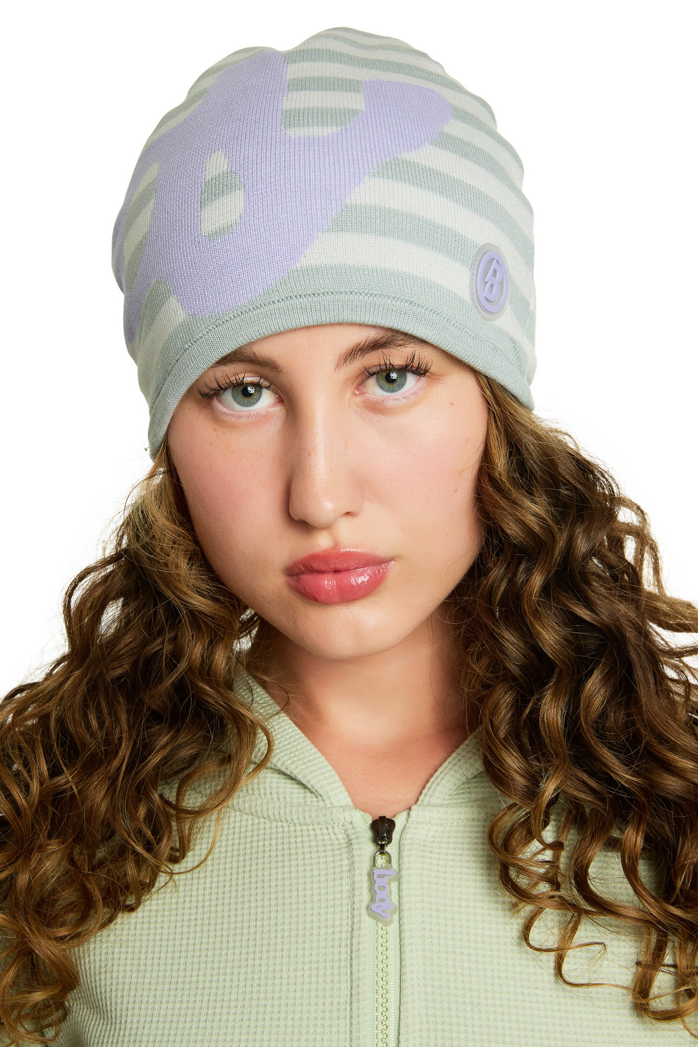 STRIPED KNIT BEANIE (SAIGE/LAVENDER)