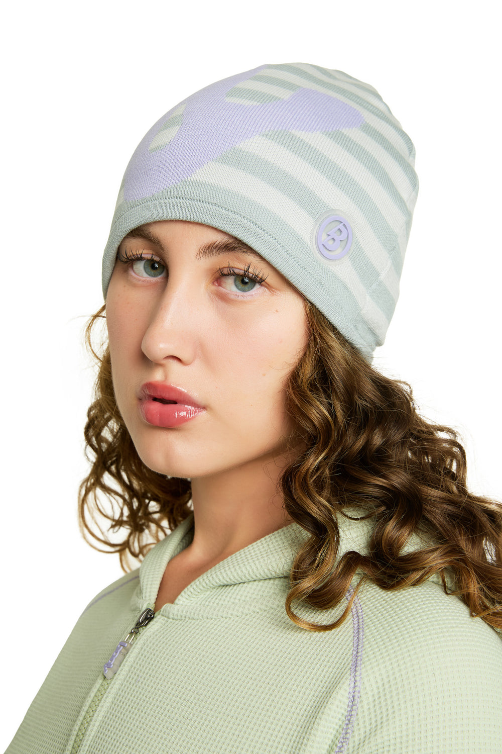 STRIPED KNIT BEANIE (SAIGE/LAVENDER)