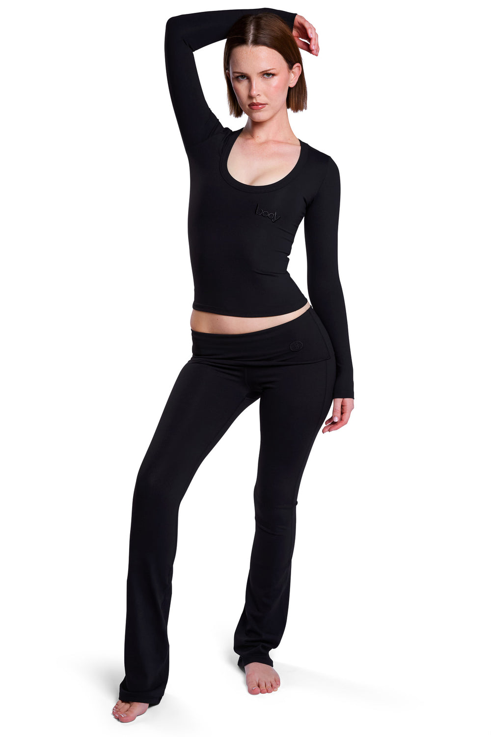 YOGA LONG SLEEVE FULL LENGTH TOP (MIDNIGHT BLACK)