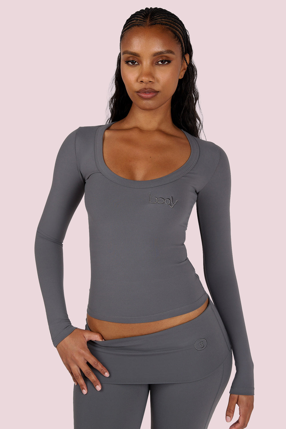 YOGA LONG SLEEVE FULL LENGTH TOP (CHARCOAL)