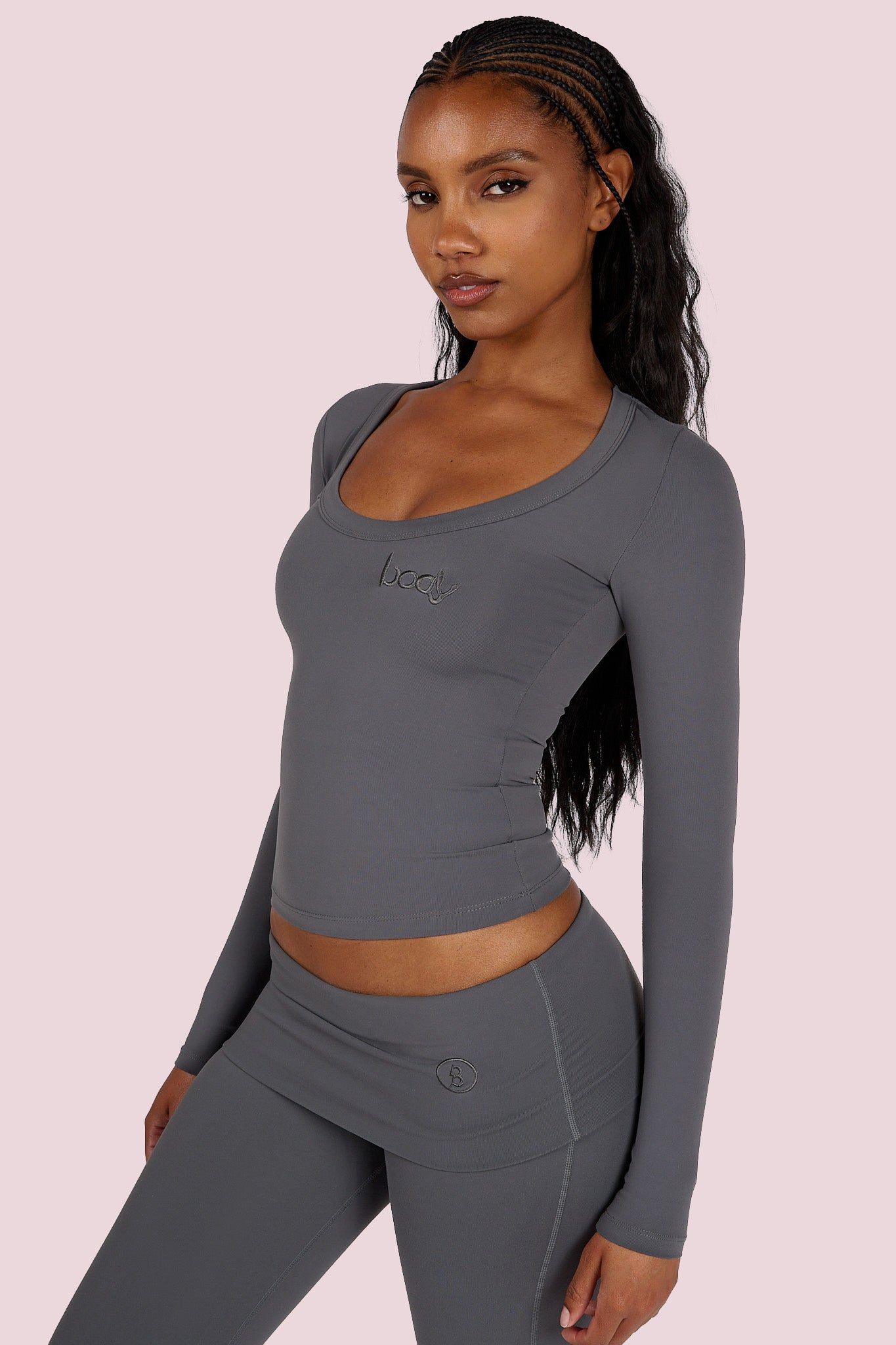 YOGA LONG SLEEVE FULL LENGTH TOP (CHARCOAL)