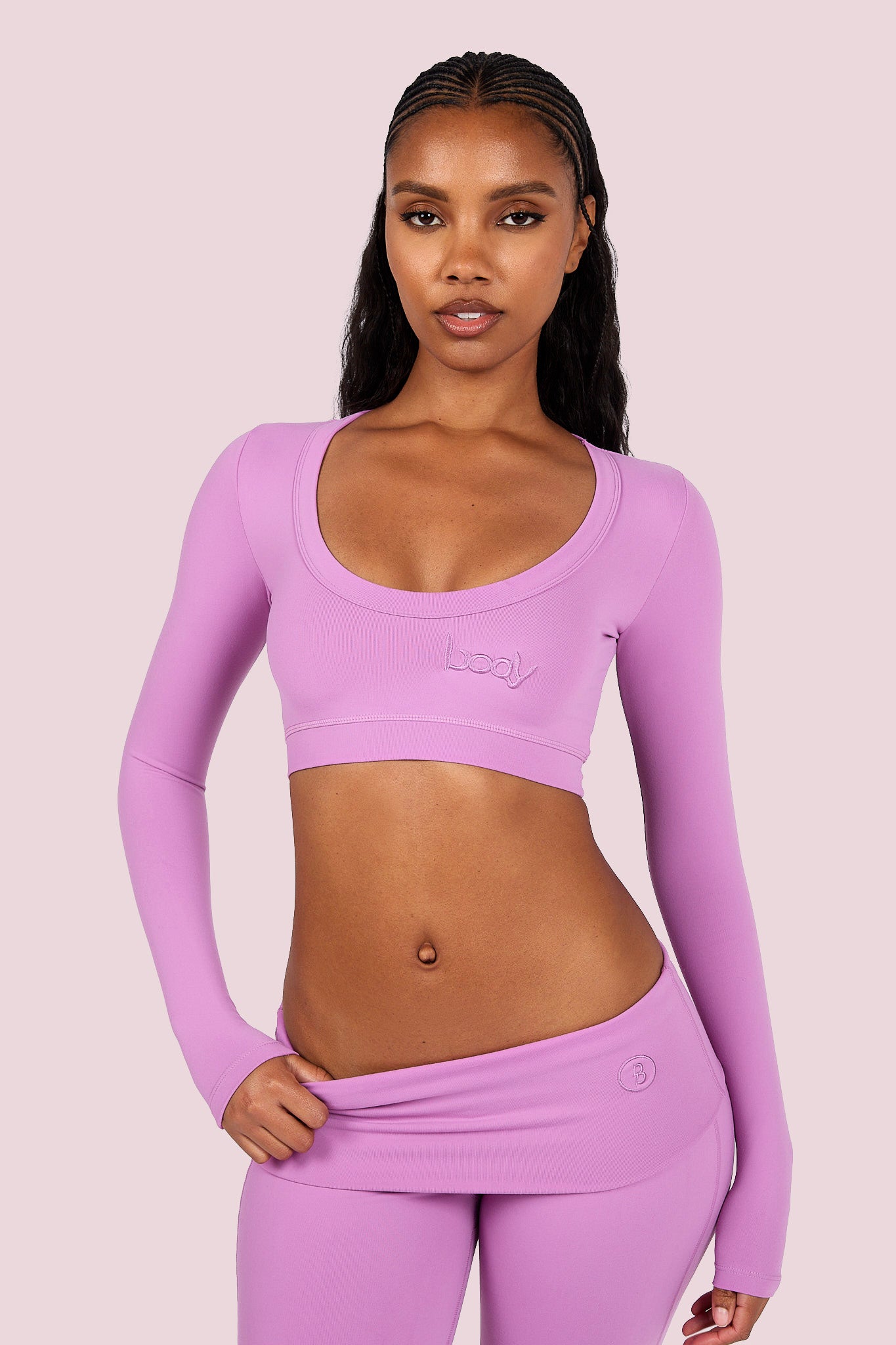 YOGA LONG SLEEVE CROP TOP (MAUVE)