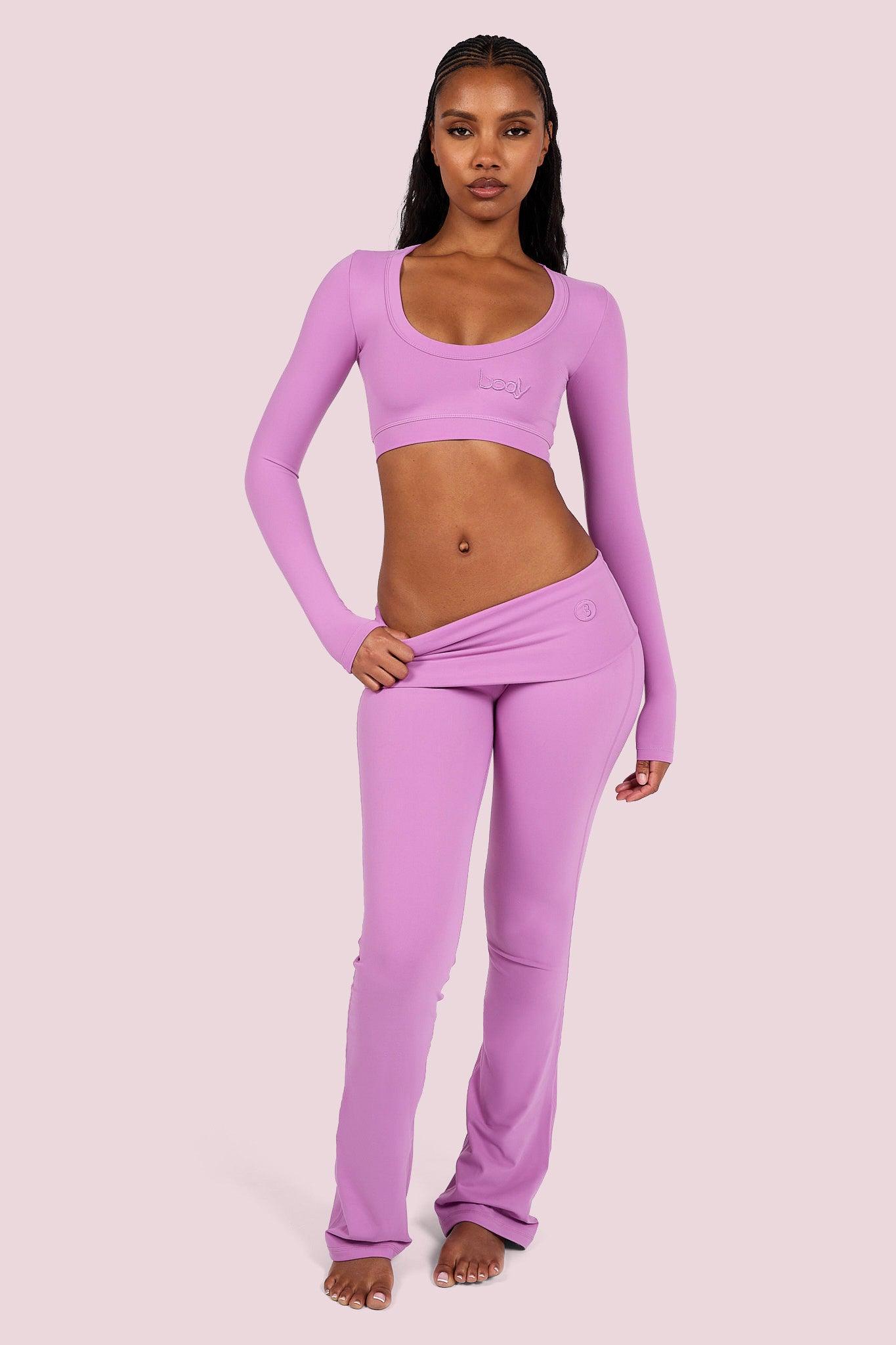 YOGA LONG SLEEVE CROP TOP (MAUVE) — Body by Raven Tracy
