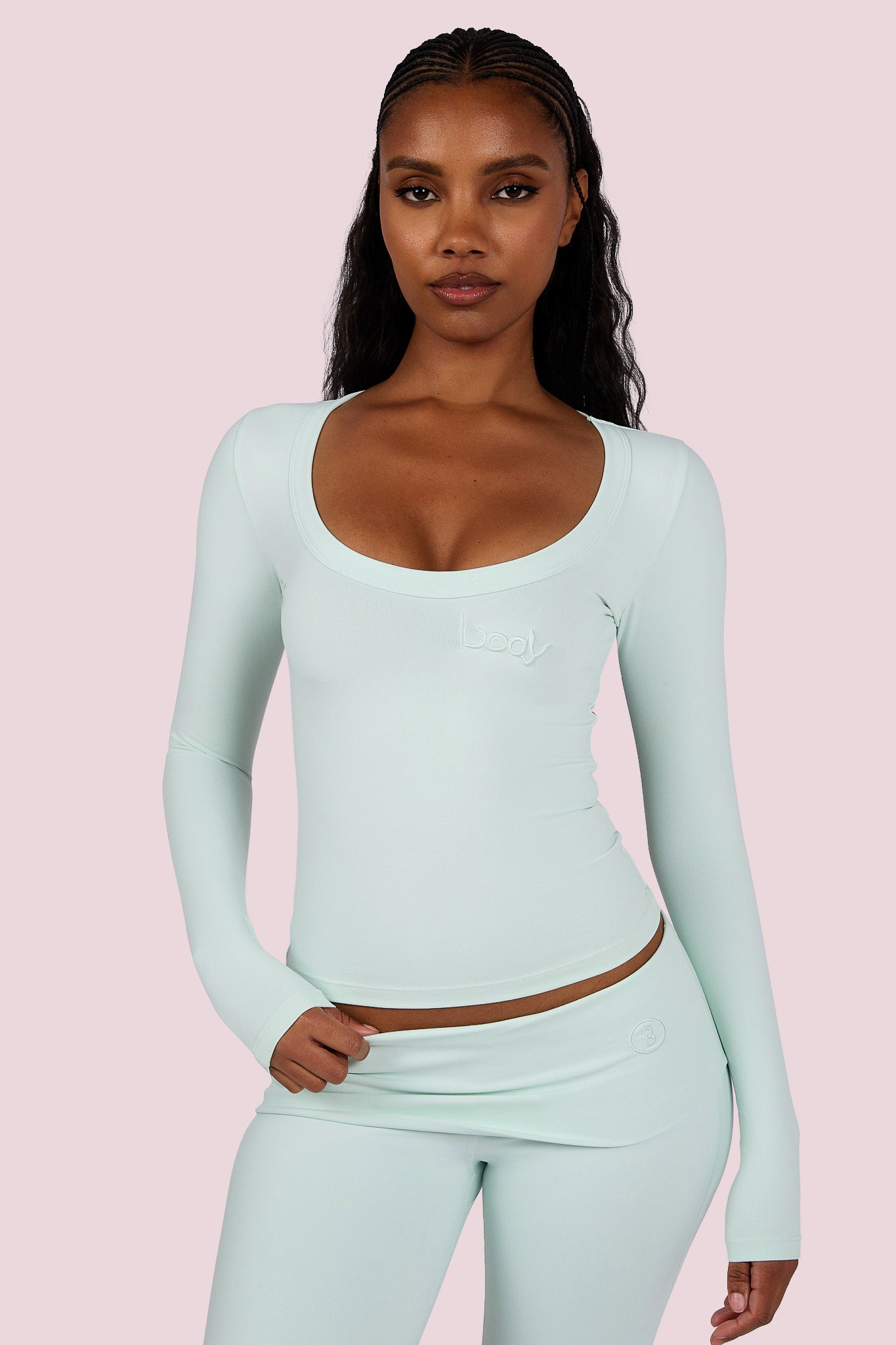 YOGA LONG SLEEVE FULL LENGTH TOP (MINT) — Body by Raven Tracy
