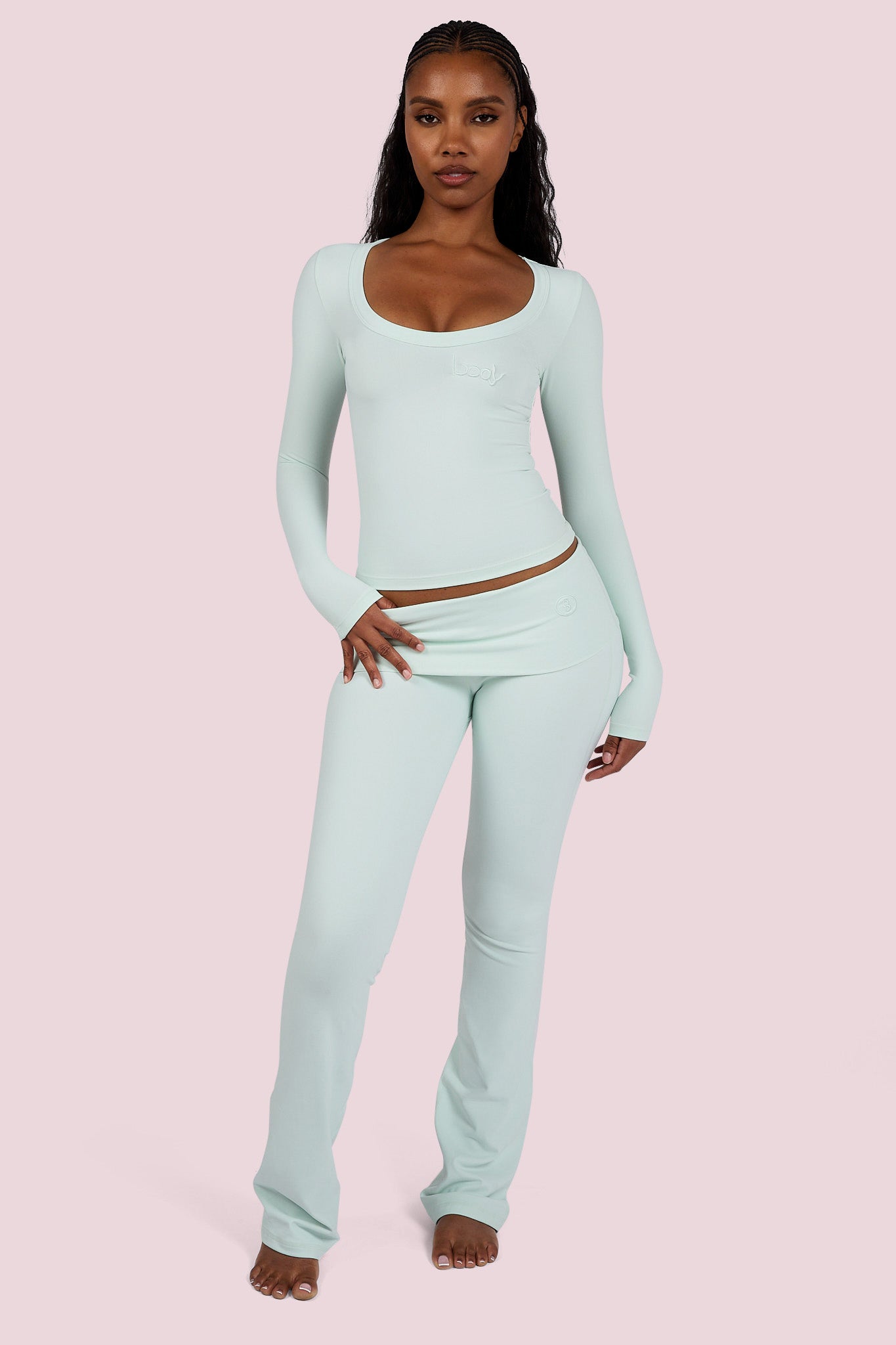 YOGA LONG SLEEVE FULL LENGTH TOP (MINT) — Body by Raven Tracy