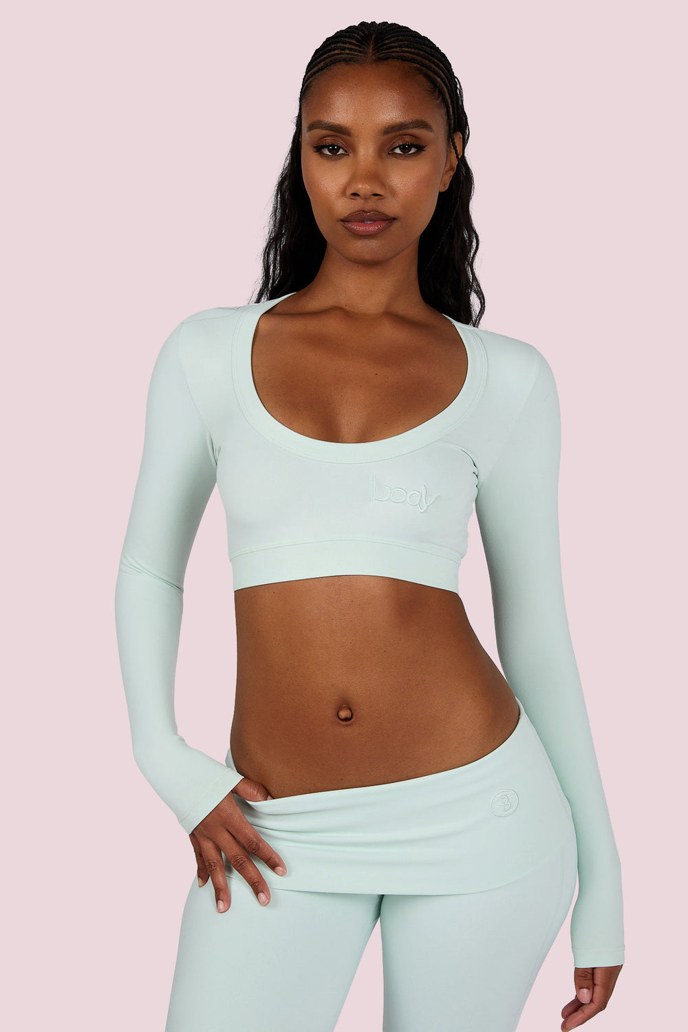 YOGA LONG SLEEVE CROP TOP (MINT)