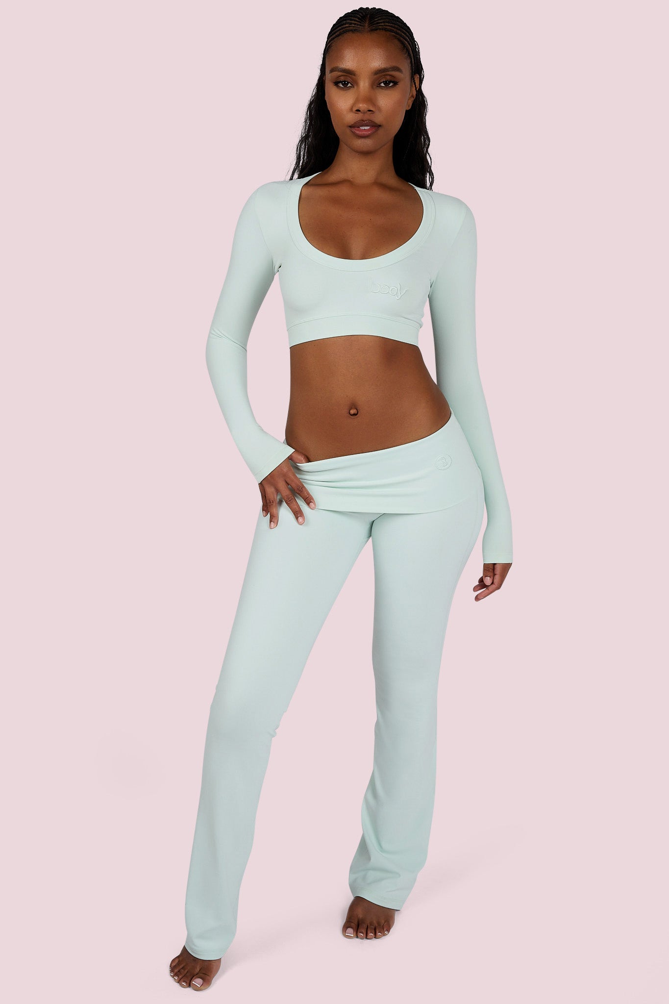 YOGA LONG SLEEVE CROP TOP (MINT)