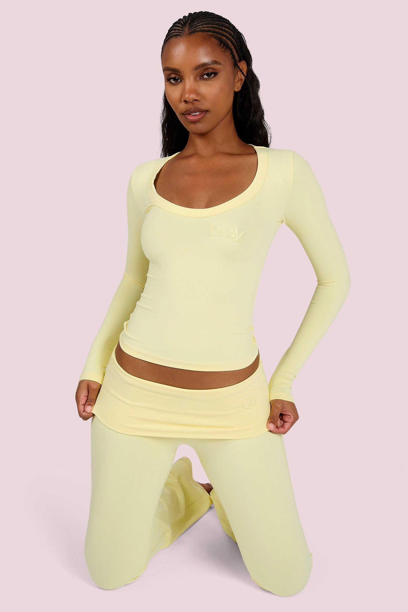 YOGA LONG SLEEVE FULL LENGTH TOP (LEMON YELLOW) — Body by Raven Tracy