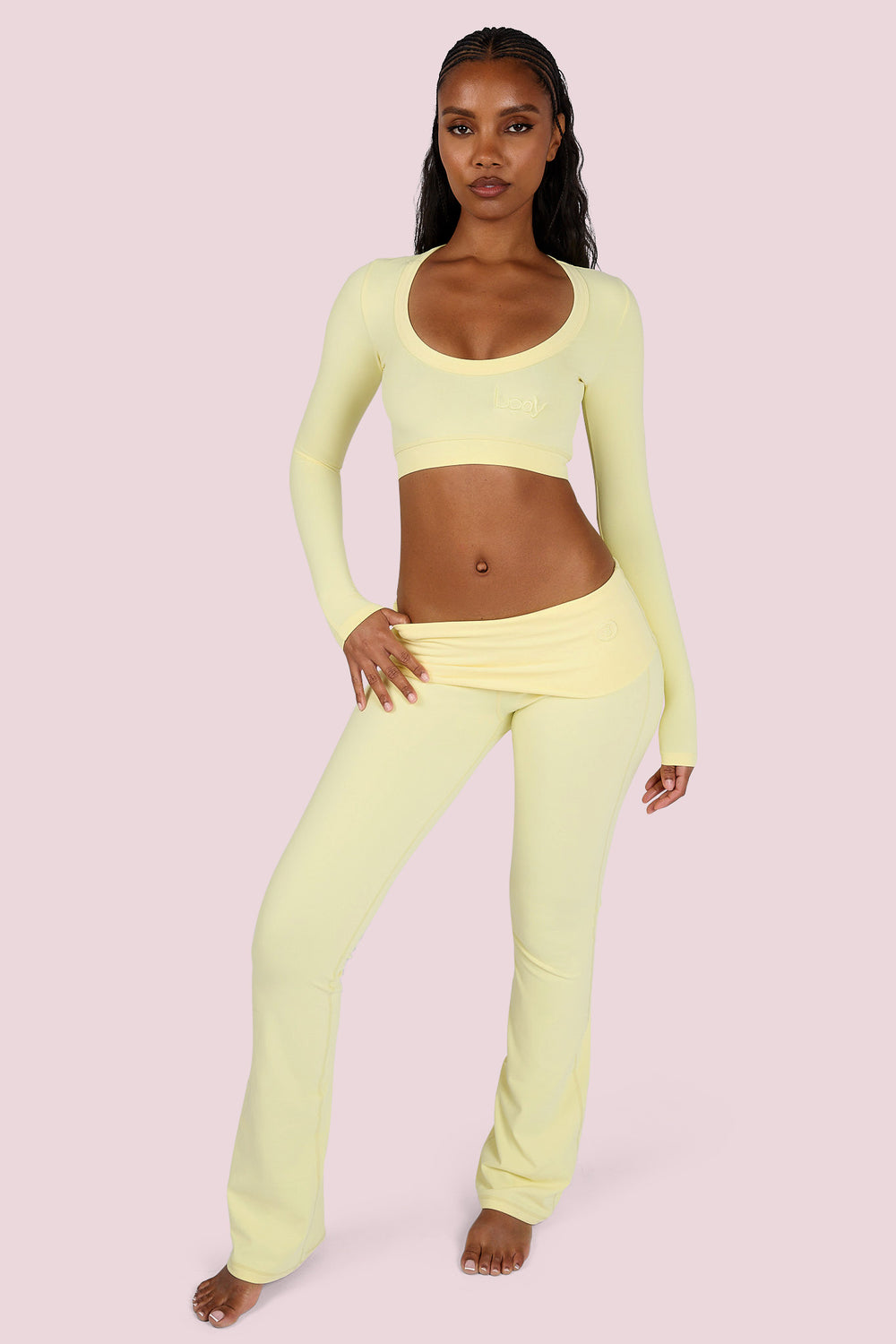 YOGA LONG SLEEVE CROP TOP (LEMON YELLOW)