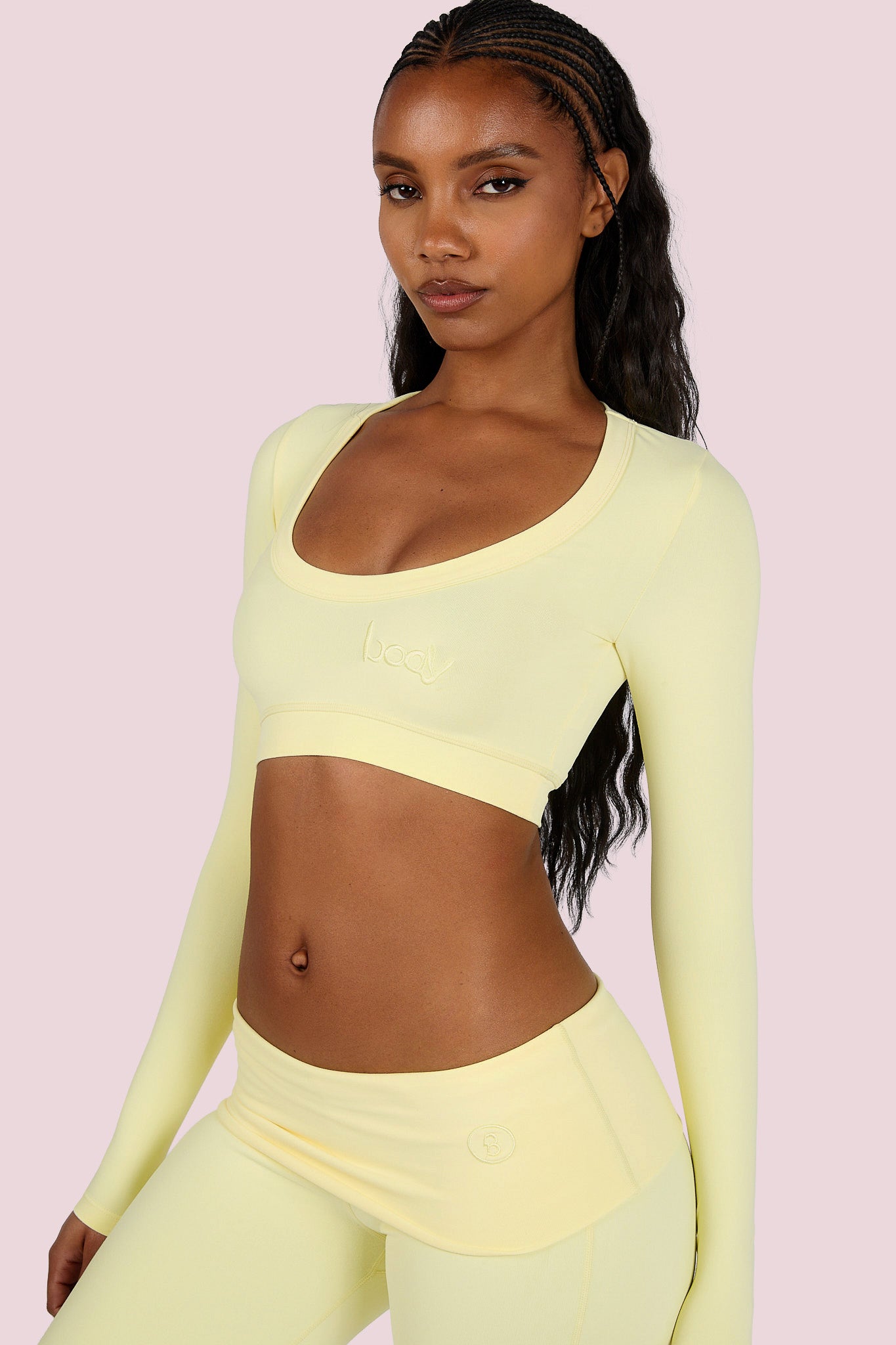 YOGA LONG SLEEVE CROP TOP (LEMON YELLOW)