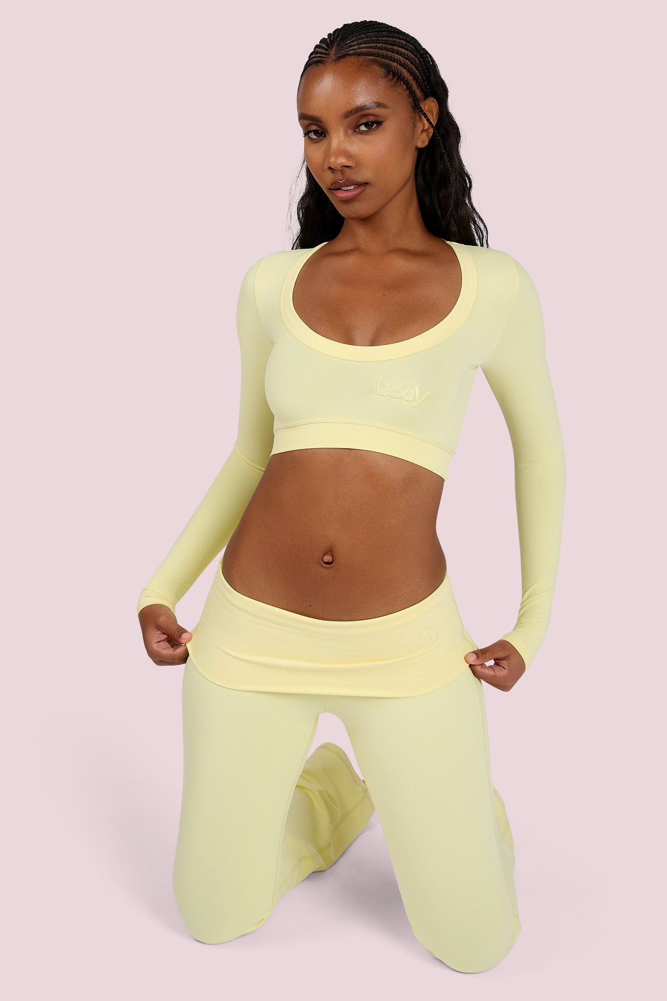 YOGA LONG SLEEVE CROP TOP (LEMON YELLOW) — Body by Raven Tracy