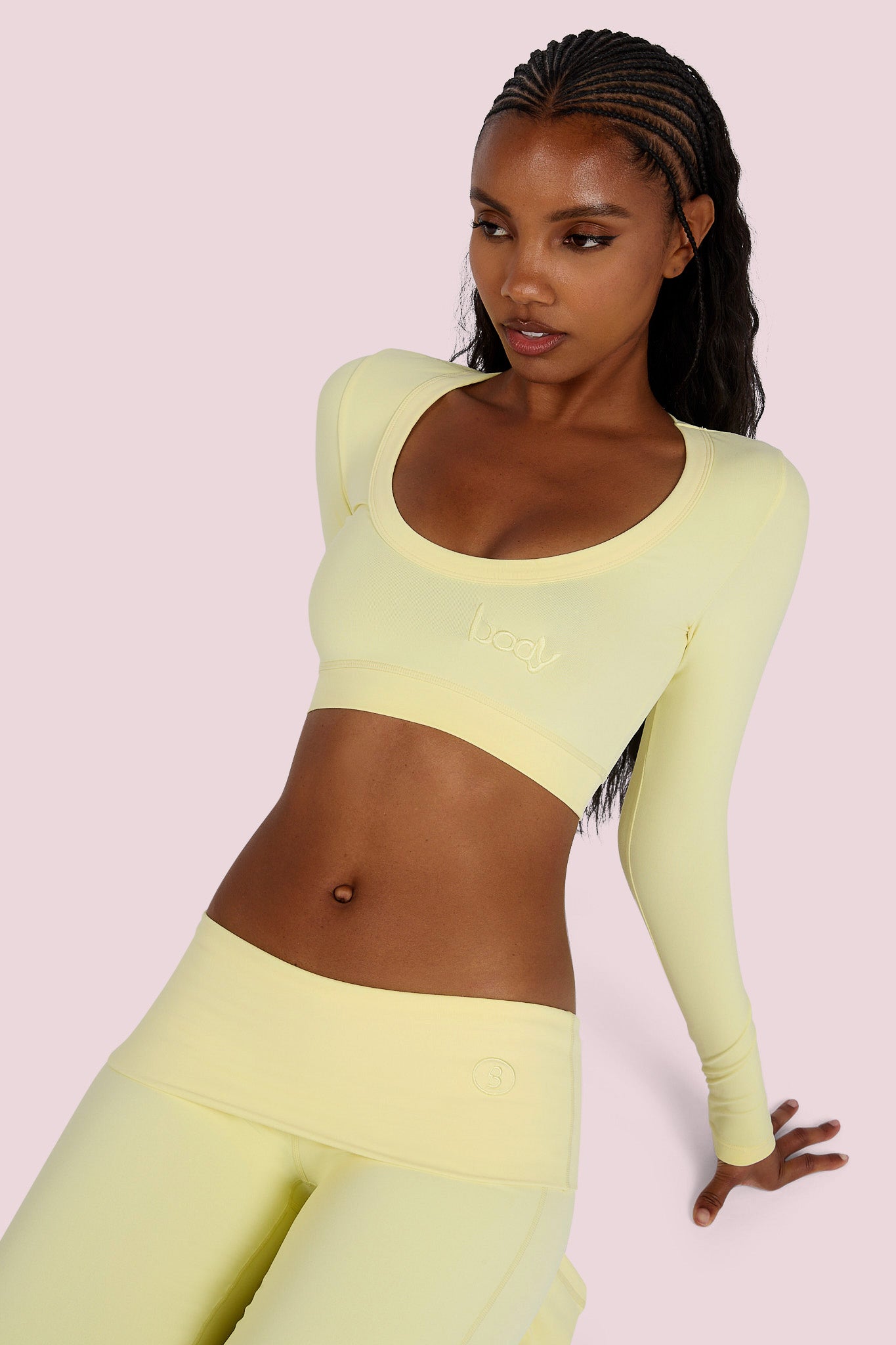 YOGA LONG SLEEVE CROP TOP (LEMON YELLOW)