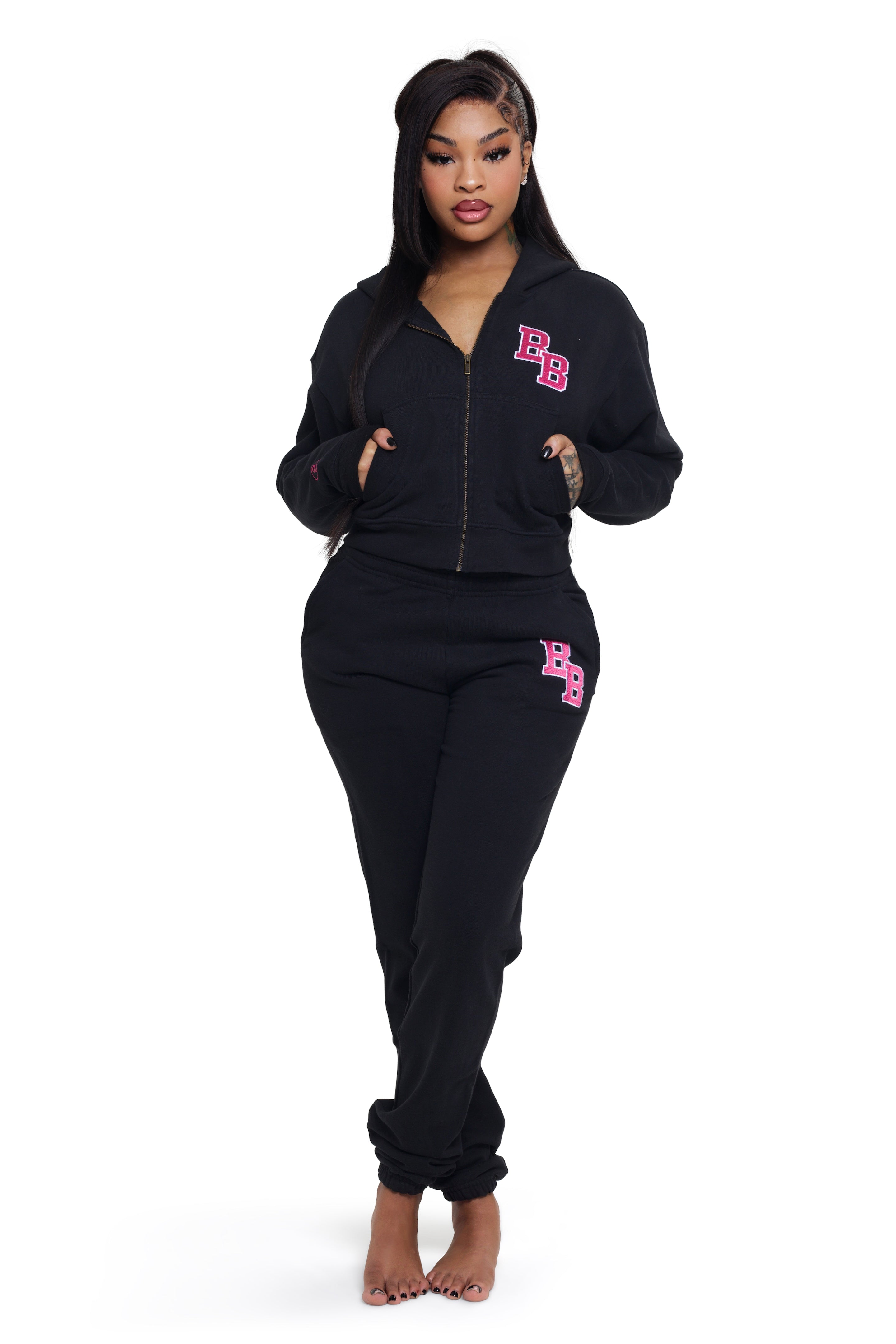 Black and pink sweatsuit online