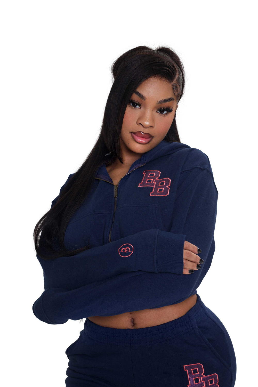 BODY UNIVERSITY HOODIE (NAVY/SALMON)