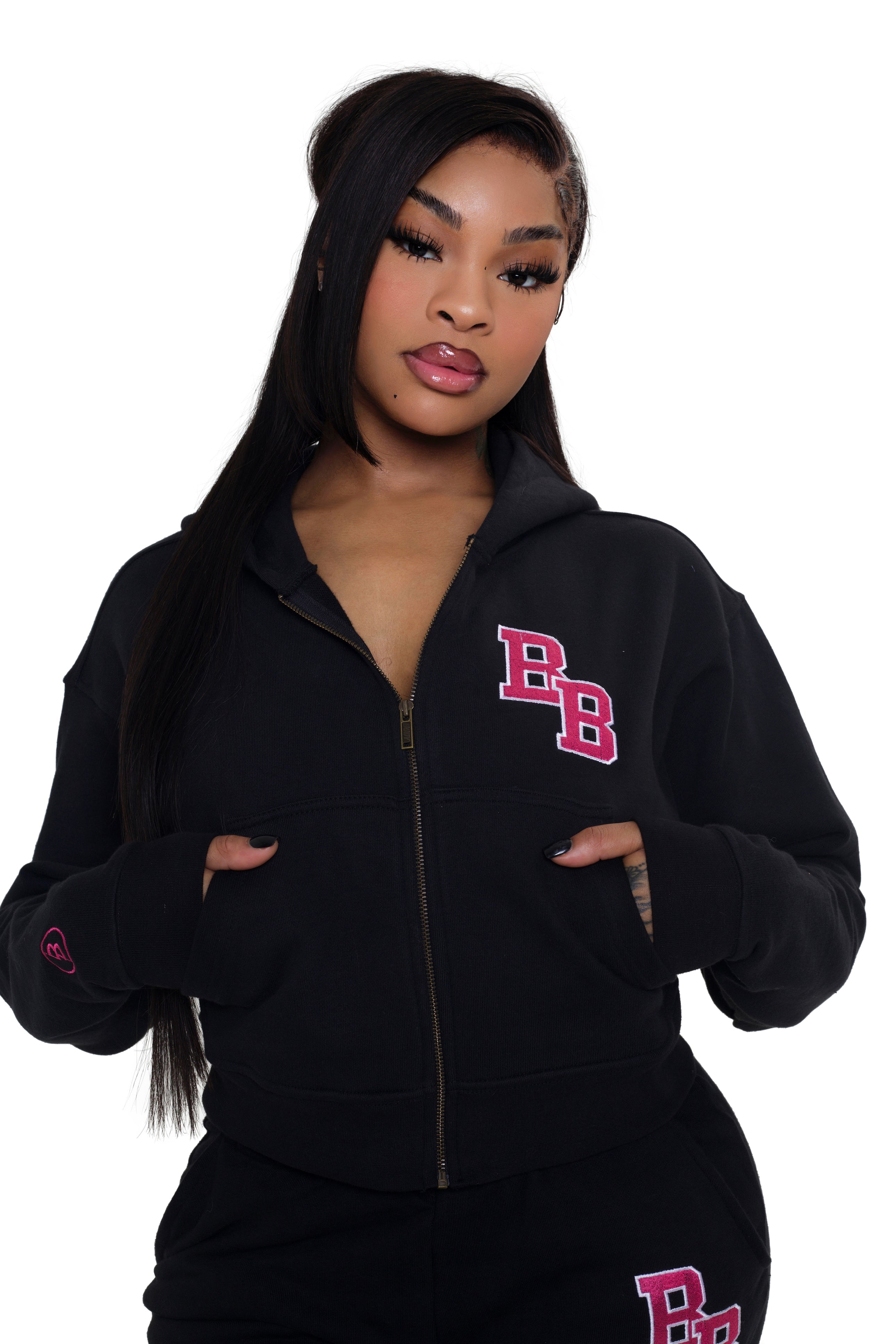 BODY UNIVERSITY HOODIE (BLACK/PINK)